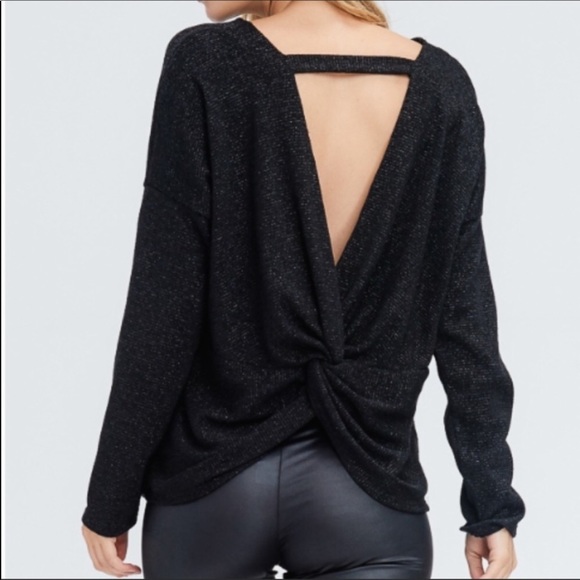 HOT Open Twist Back Metallic Top - Picture 4 of 5